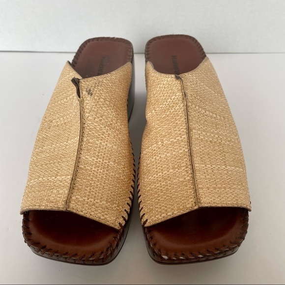 Naturalizer Comfort Tan / Cream Slide on Open Toe Wedge Sandal Size 8.5 - Picture 13 of 14